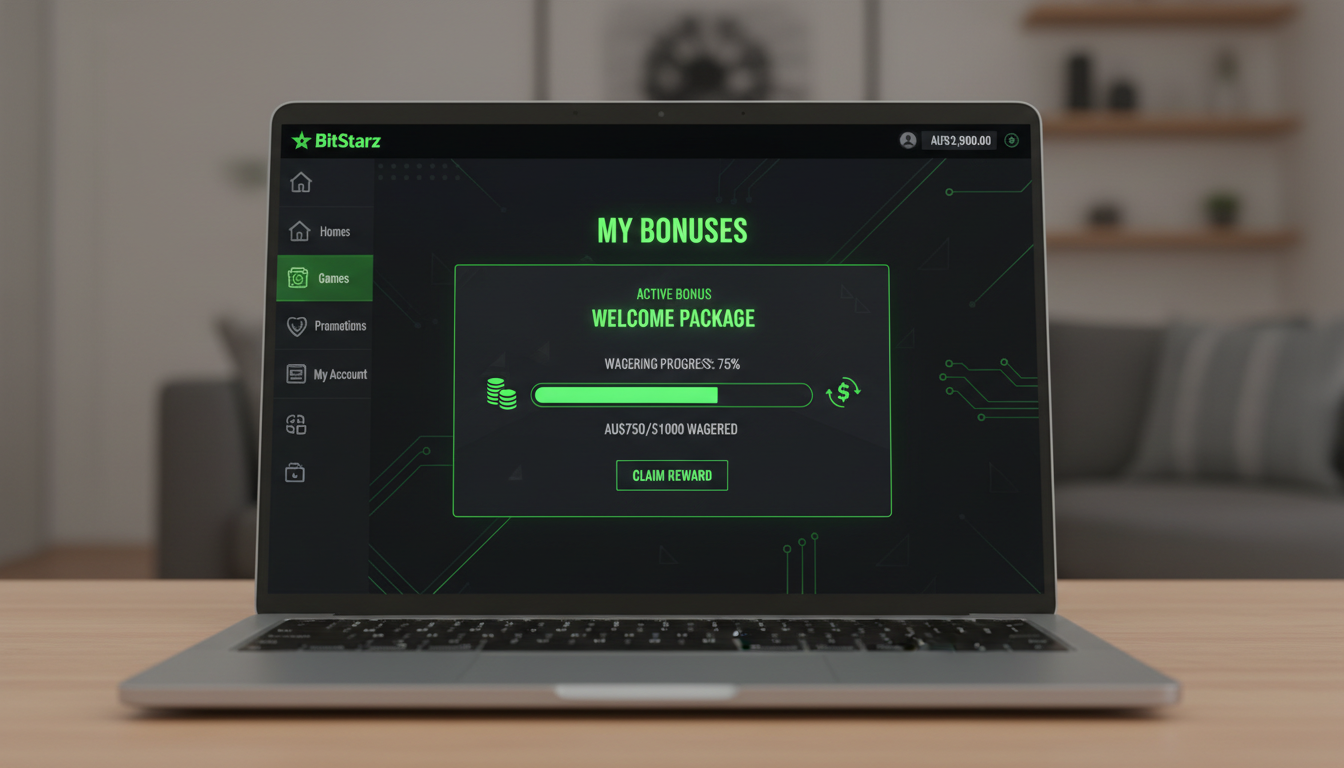 BitStarz user dashboard displaying active bonus balance and free spins counter