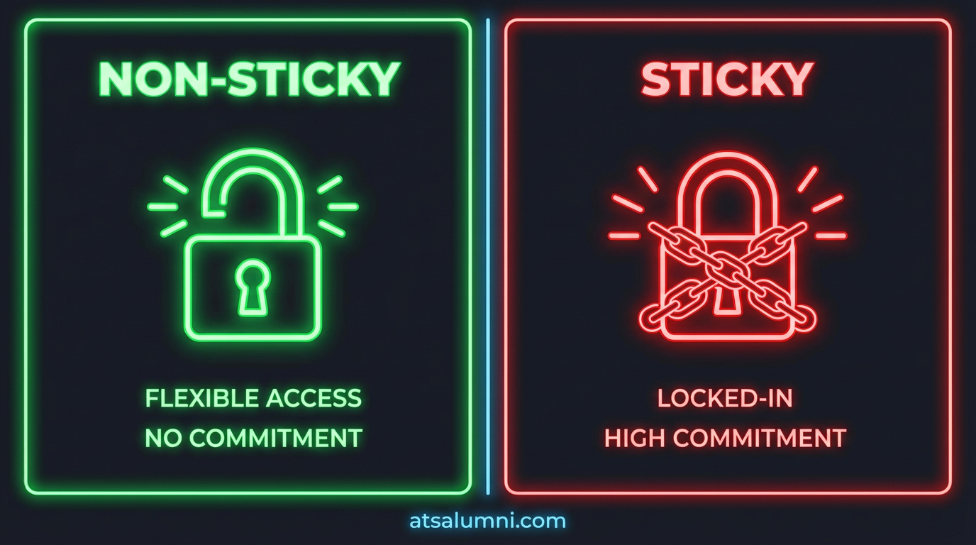 Diagram showing the difference between sticky and non-sticky bonus mechanics