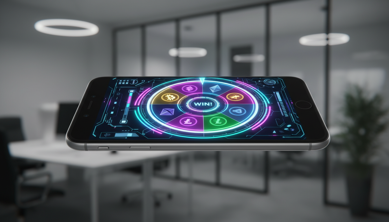 High-tech digital prize wheel interface on a smartphone screen